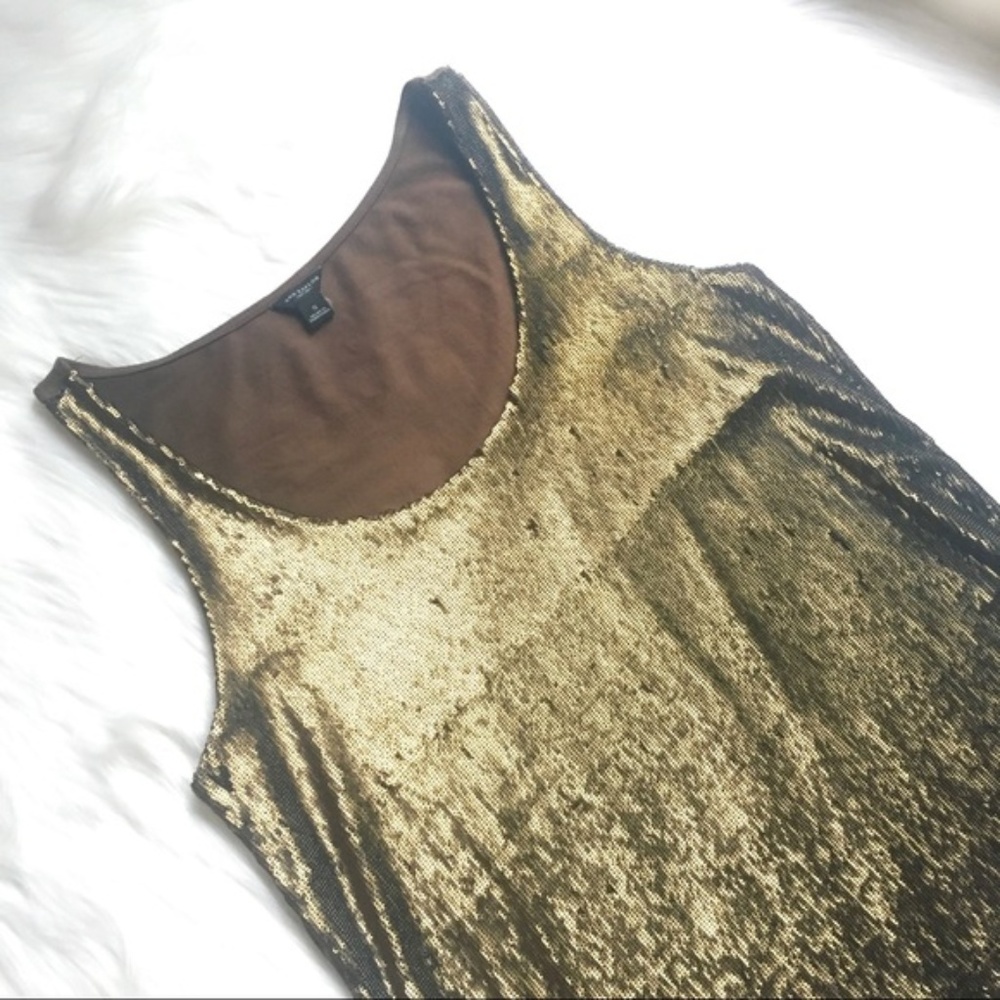 Women's Ann Taylor Gold Sequin Tank